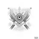 one eye, a Robyn and a triskelion symbol tattoo design idea