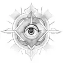 one eye, a Robyn and a triskelion symbol tattoo design idea