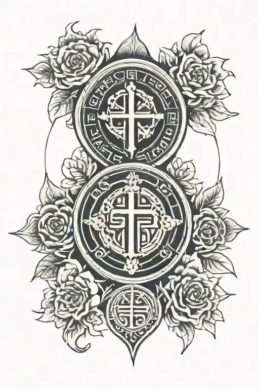 st. benedict medal tattoo design idea