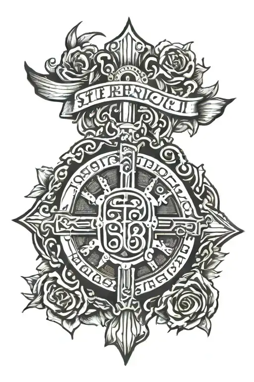 st. benedict medal tattoo design idea