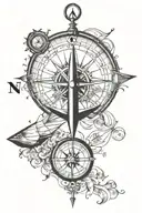 compass and charts location tattoo design idea