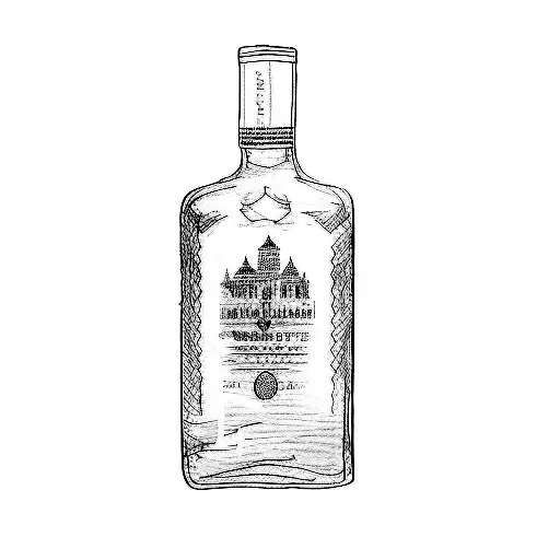 a bottle of red wine tattoo design idea