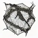 A surrealistic representation of a person trapped in a web of darkness and light, symbolizing the struggles of depression and anxiety tattoo design idea