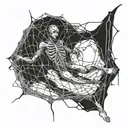 A surrealistic representation of a person trapped in a web of darkness and light, symbolizing the struggles of depression and anxiety tattoo design idea
