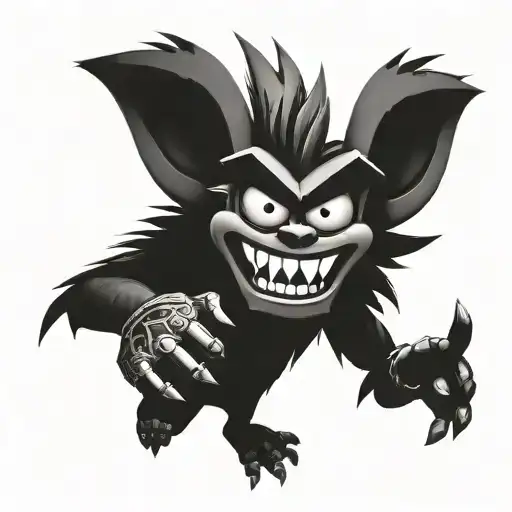 crash bandicoot holding aku aku tattoo design idea