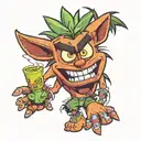 crash bandicoot holding aku aku tattoo design idea
