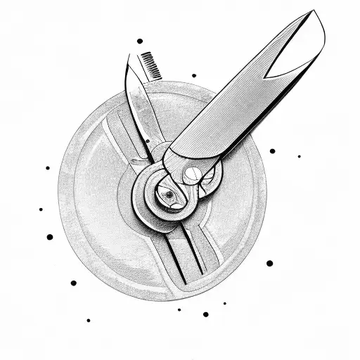 Scissors and comb forming a weightlifting barbell tattoo design idea
