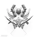 Scissors and comb forming a weightlifting barbell tattoo design idea