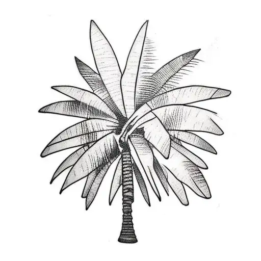 mango tree next to palm tree tattoo design idea