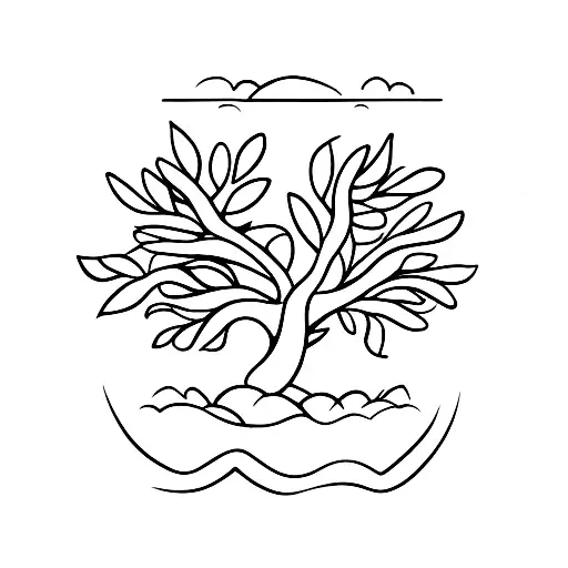 mango tree next to date tree tattoo design idea
