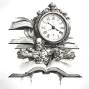 Kronos titan in human form clock and book open in front tattoo design idea