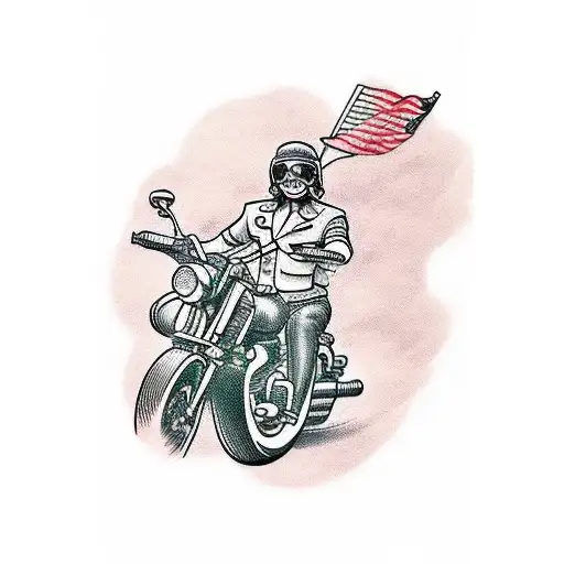 MOTORCYCLE FRONT FACING RIDER tattoo design idea