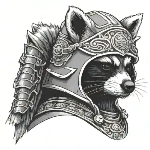 raccoon in samurai armor tattoo design idea