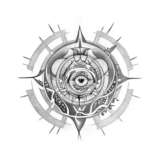 Black Sun with Black Lilith Moon tattoo design idea