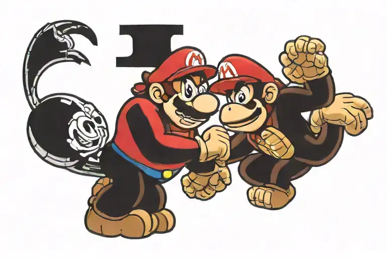 Mario and Donkey Kong tattoo design idea