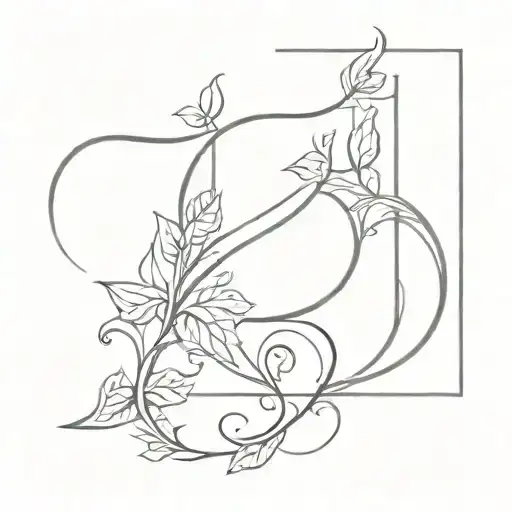 letter j with ivy vines growing next to it  tattoo design idea