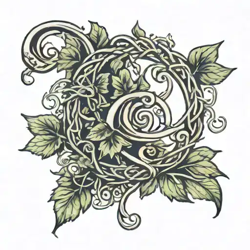ivy wrapped around celtic symbol for father daughter  tattoo design idea