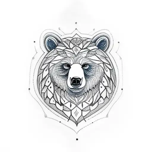forest bear tattoo design idea