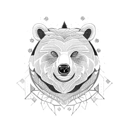forest bear tattoo design idea
