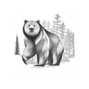 forest bear tattoo design idea
