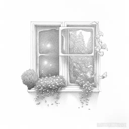 two windows one positive weather and garden other is gray tattoo design idea