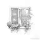 two windows one positive weather and garden other is gray tattoo design idea