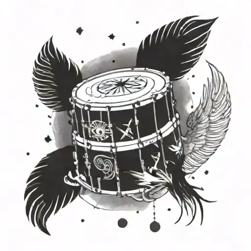 An indigenous drum with zodiac constellations as the drum skin tattoo design idea
