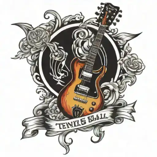 tenis ball guitar SG guitar tattoo design idea