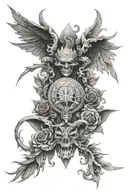 capital sins vs 7 heavenly tattoo design idea