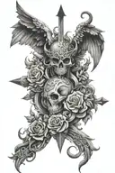 capital sins vs 7 heavenly tattoo design idea