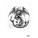 Dragon with lightning  tattoo design idea