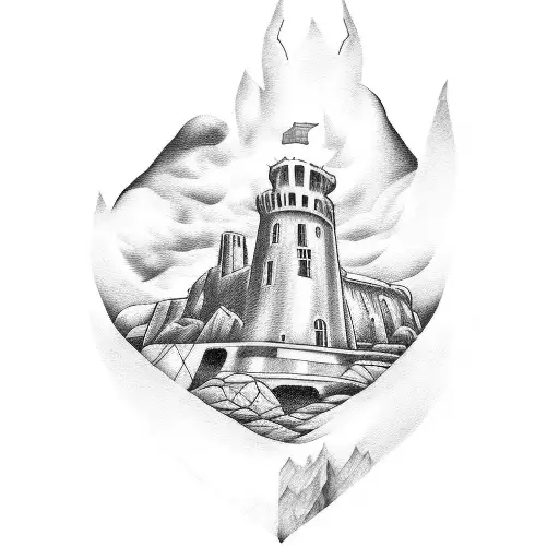 Create a tattoo design inspired by the client's love for Ireland, featuring iconic landmarks and symbols in a dotwork style tattoo design idea