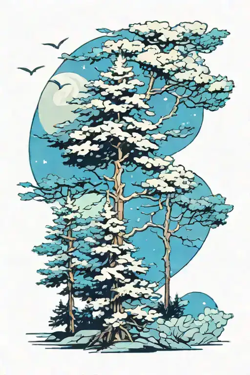 white pine trees tattoo design idea