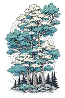 white pine trees tattoo design idea