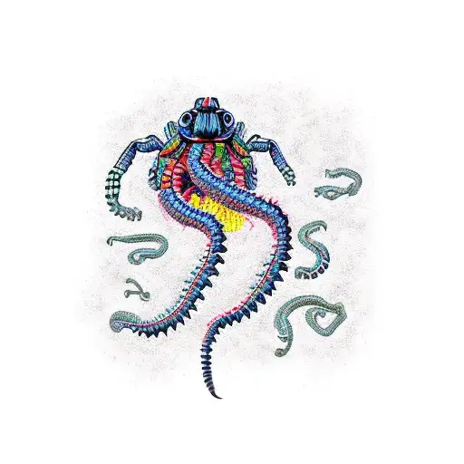 Centipede crochet tattoo design idea
