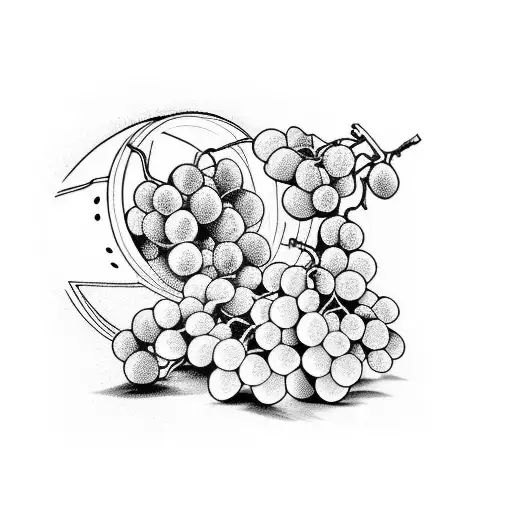 Bottle of wine and grapes  tattoo design idea