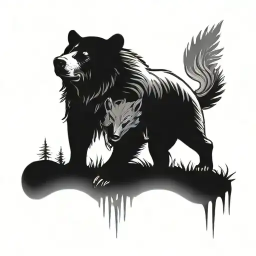 Bear wolf  tattoo design idea