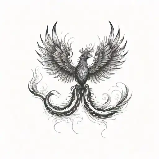 phoenix & snake tattoo design idea