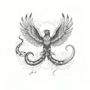 phoenix & snake tattoo design idea
