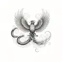 phoenix & snake tattoo design idea