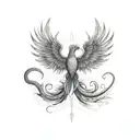 phoenix & snake tattoo design idea