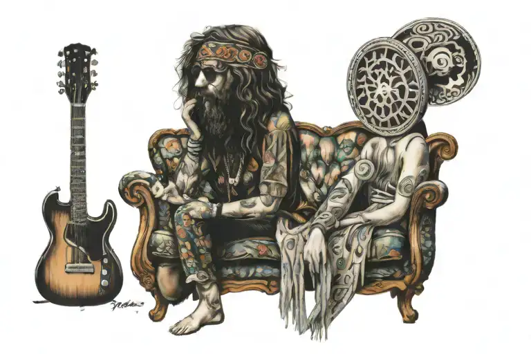 70s hippie couch  tattoo design idea