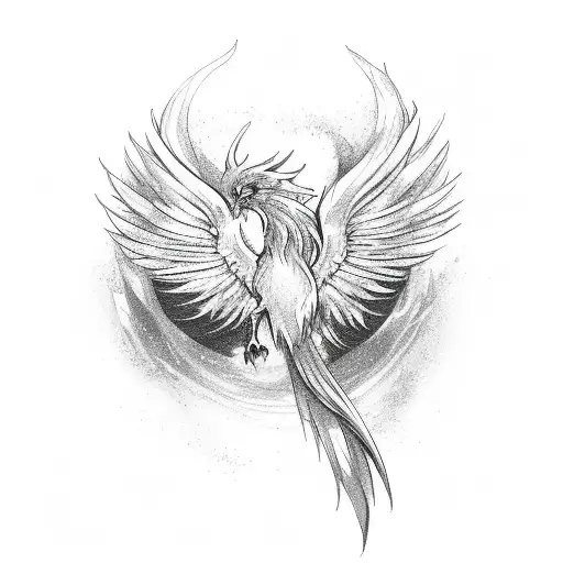 Phoenix with ice and fire tattoo design idea
