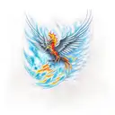 Phoenix with ice and fire tattoo design idea