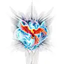 Phoenix with ice and fire tattoo design idea