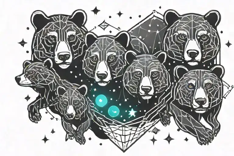 constellation with neon bears for family tattoo design idea