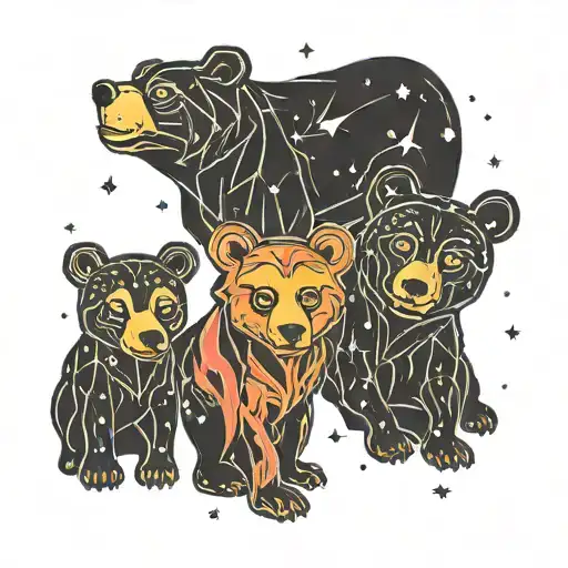 constellation neon bears for family  tattoo design idea
