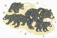 constellation background  neon bears for family  tattoo design idea