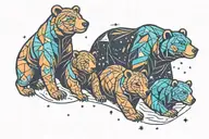 constellation background  neon bears for family  tattoo design idea