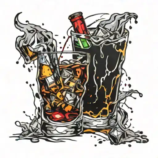 a glass of whiskey tattoo design idea